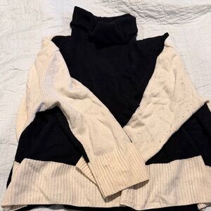 Summersalt Black and Cream Turtleneck Sweater